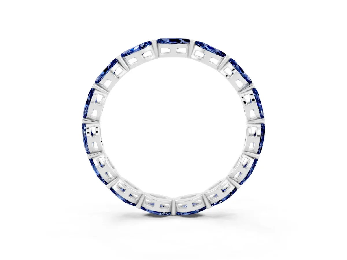 Marquise Blue Sapphire Eternity Band with U-Prong Setting Silver