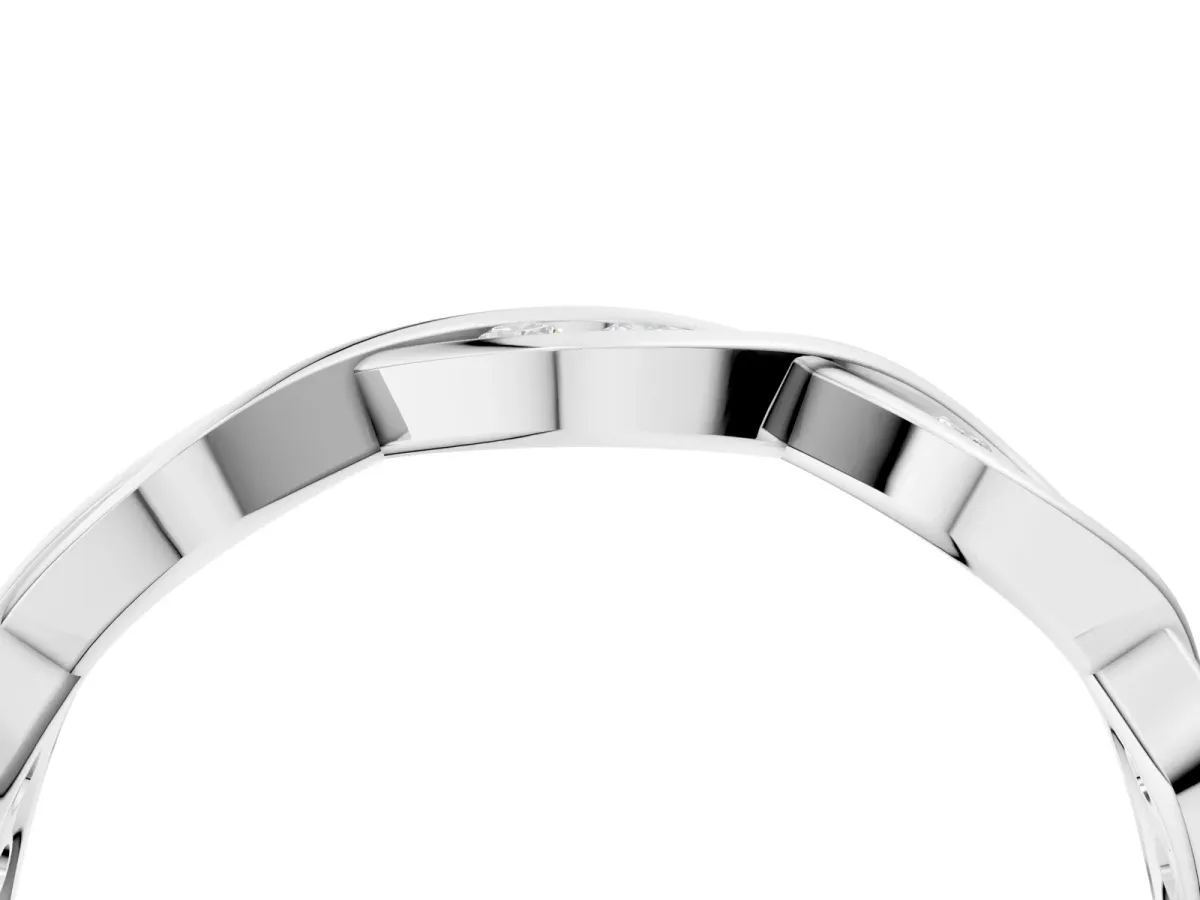 Round Diamond Twist Eternity Band with Bezel Setting White gold