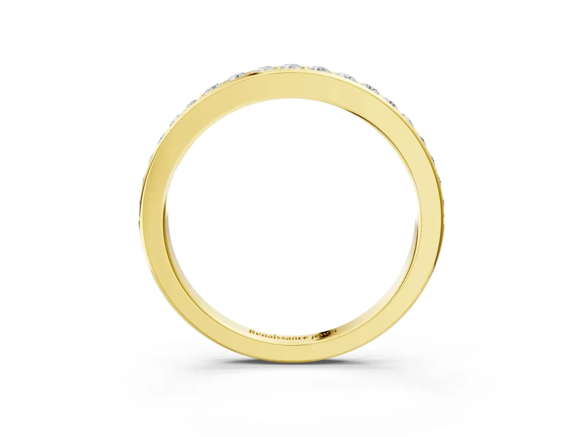 Pavé Round Diamond Eternity Band with Channel Setting Yellow gold