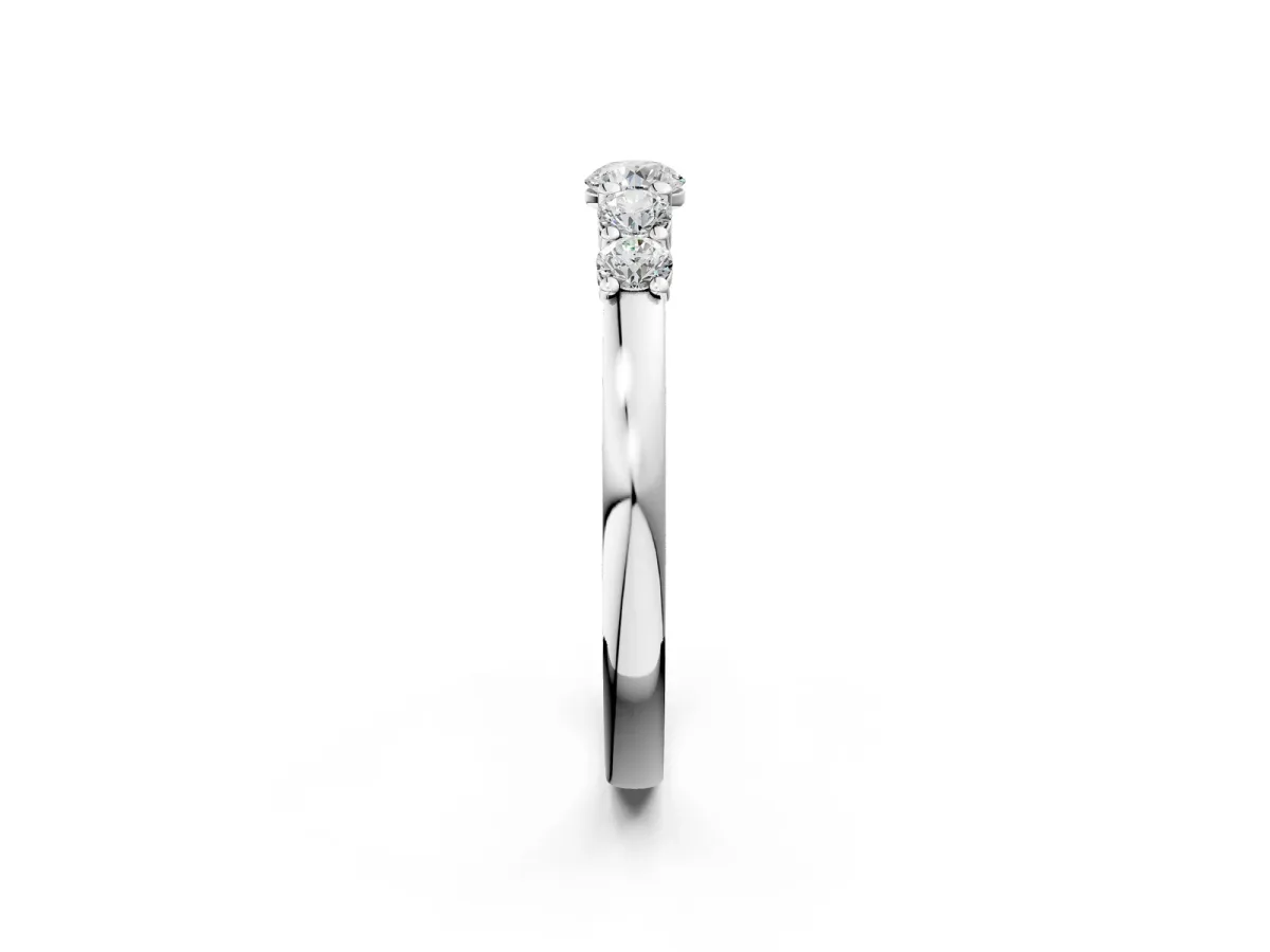 Five-Stone Round Diamond Prong Set Half Eternity Band Silver