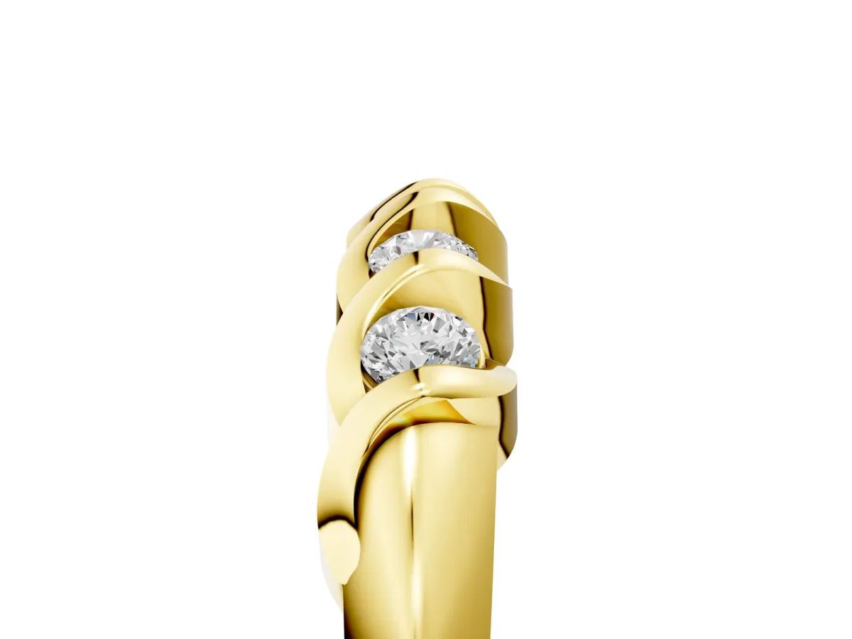 Round Diamond Eternity Band with Twist Prong Setting Yellow gold