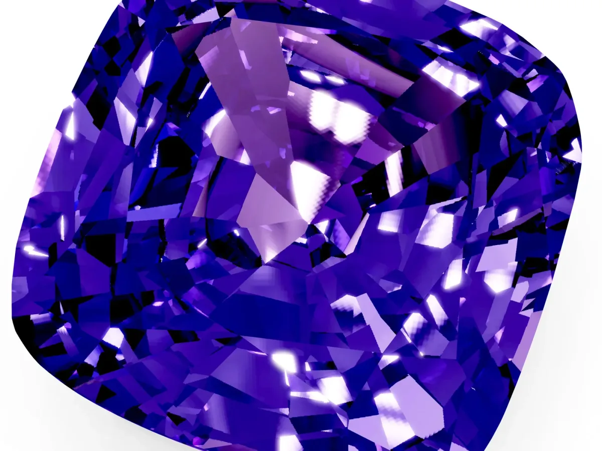 Cushion Cut Tanzanite Scattered Round Accent Ring with Prong Setting Platinum
