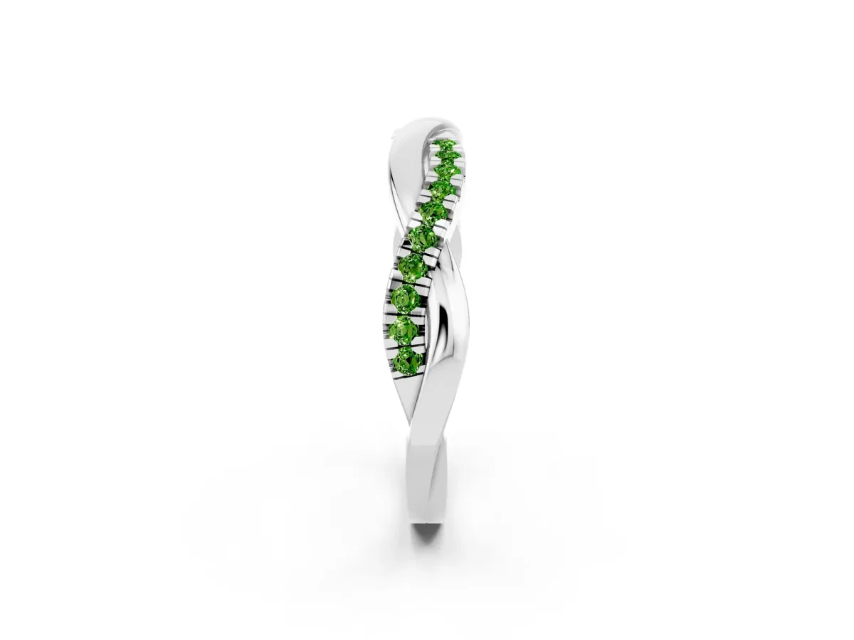 Round Peridot Twisted Infinity Band with Prong Setting White gold