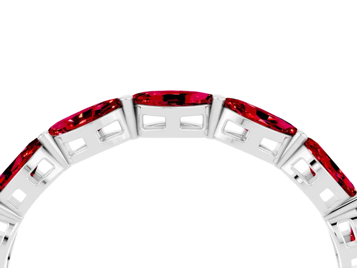 Marquise Ruby Eternity Band with U-Prong Setting White gold