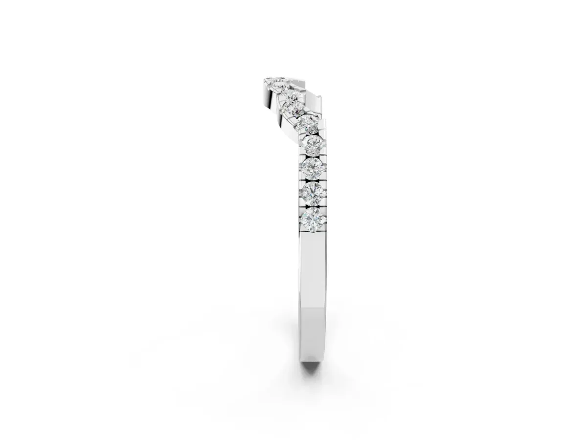 Curved Diamond Pavé Round-Cut Contour Band Platinum