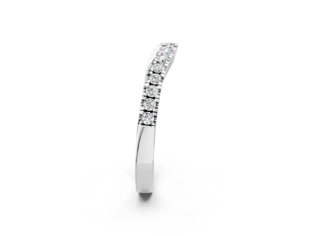 Round Diamond Pavé Curved Band with Shared Prong Setting Platinum