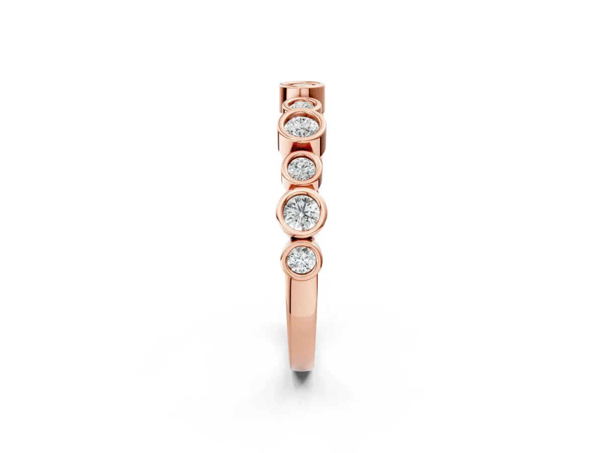 Bezel Set Round Diamond Half Eternity Band Rose gold