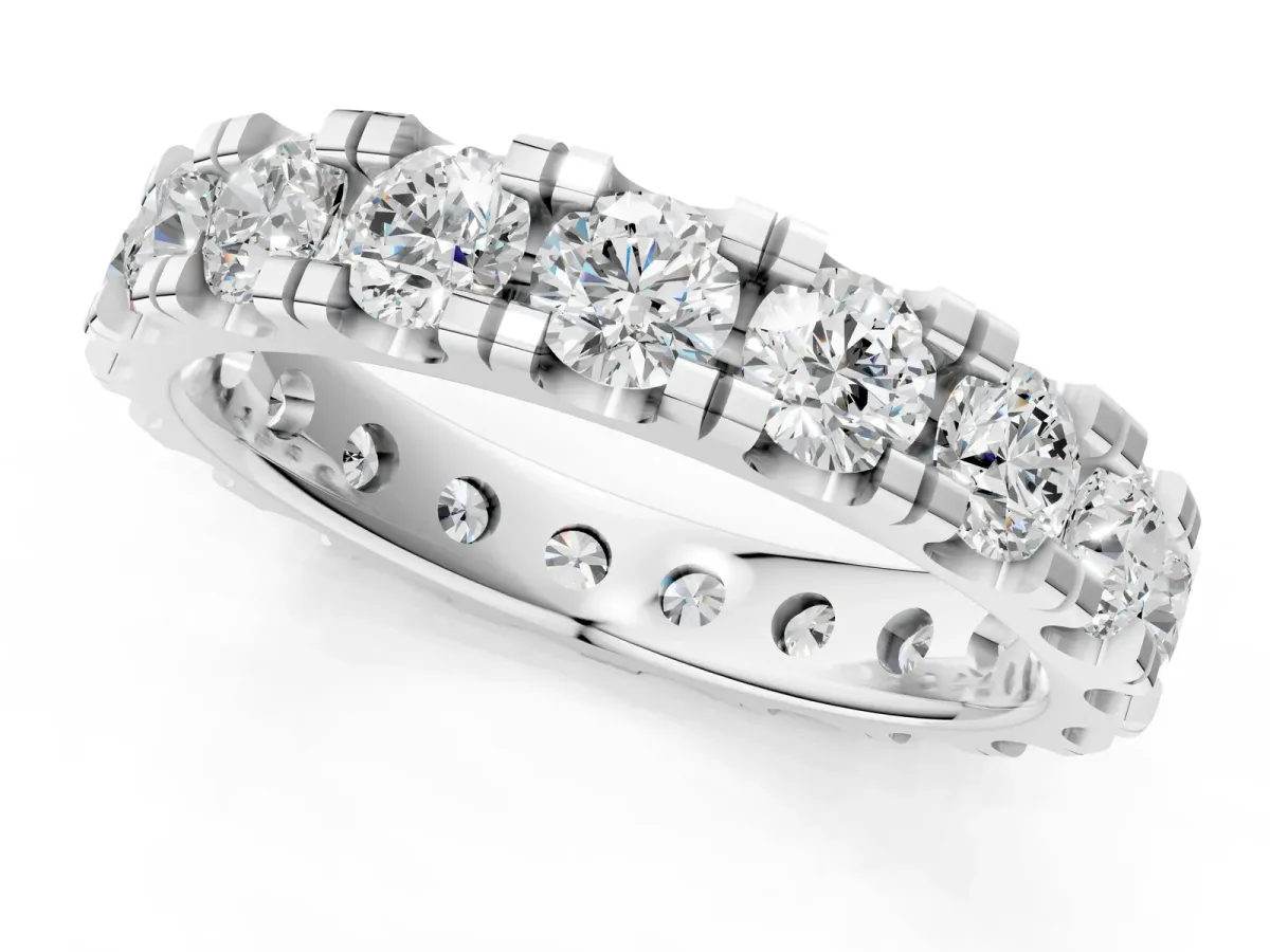Round Diamond Full Eternity Band with U-Prong Setting Platinum