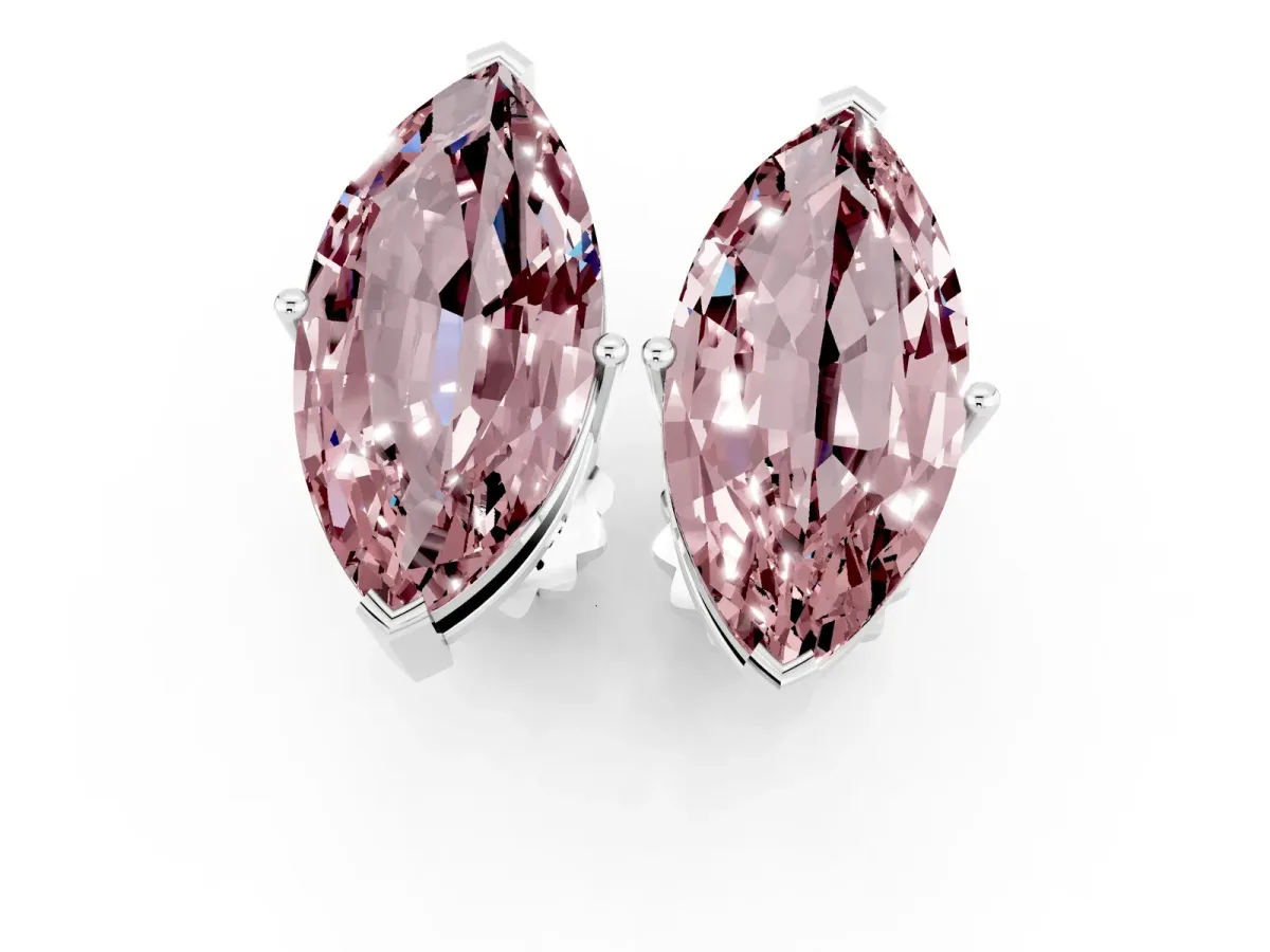 Marquise Cut Morganite Stud Earrings Platinum