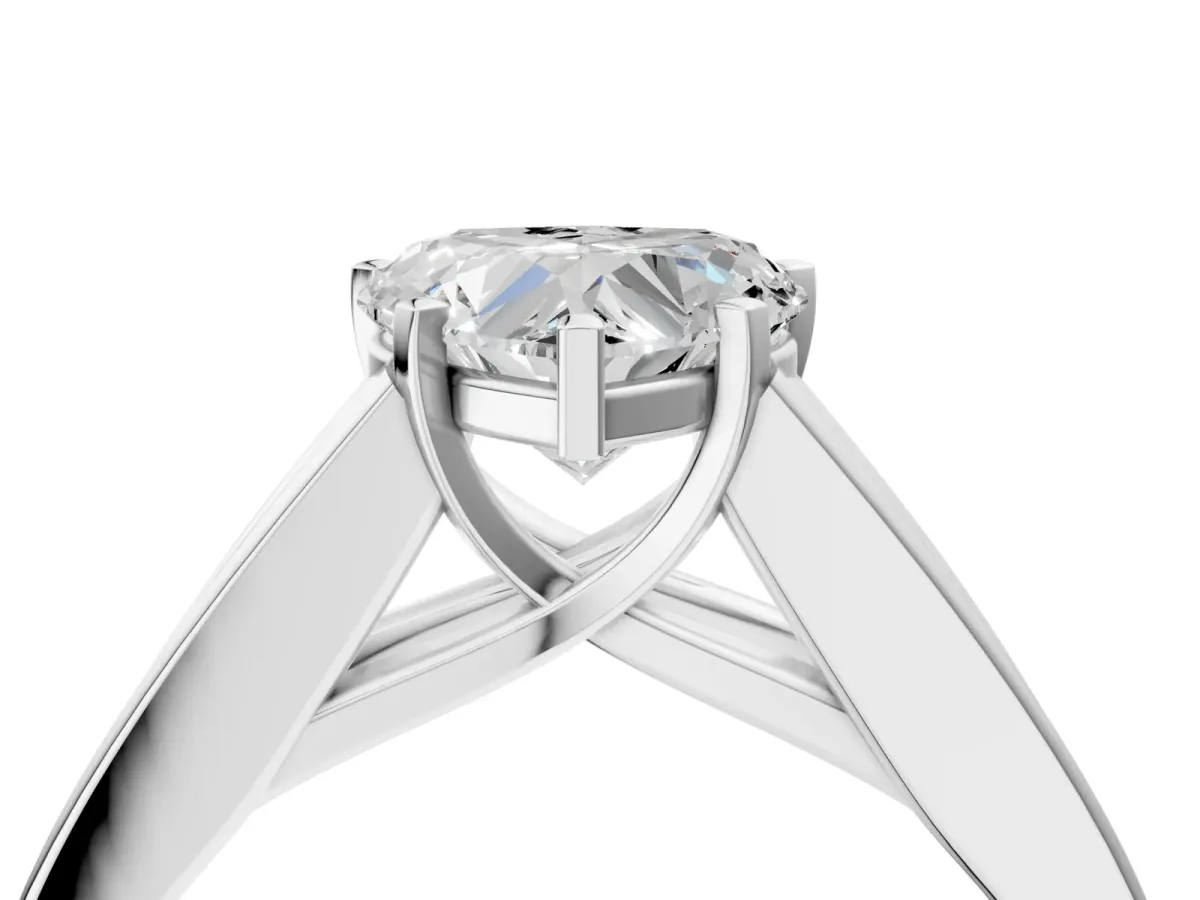 Heart Cut Cut Channel Set Solitaire Ring with Four-Prong Setting Platinum
