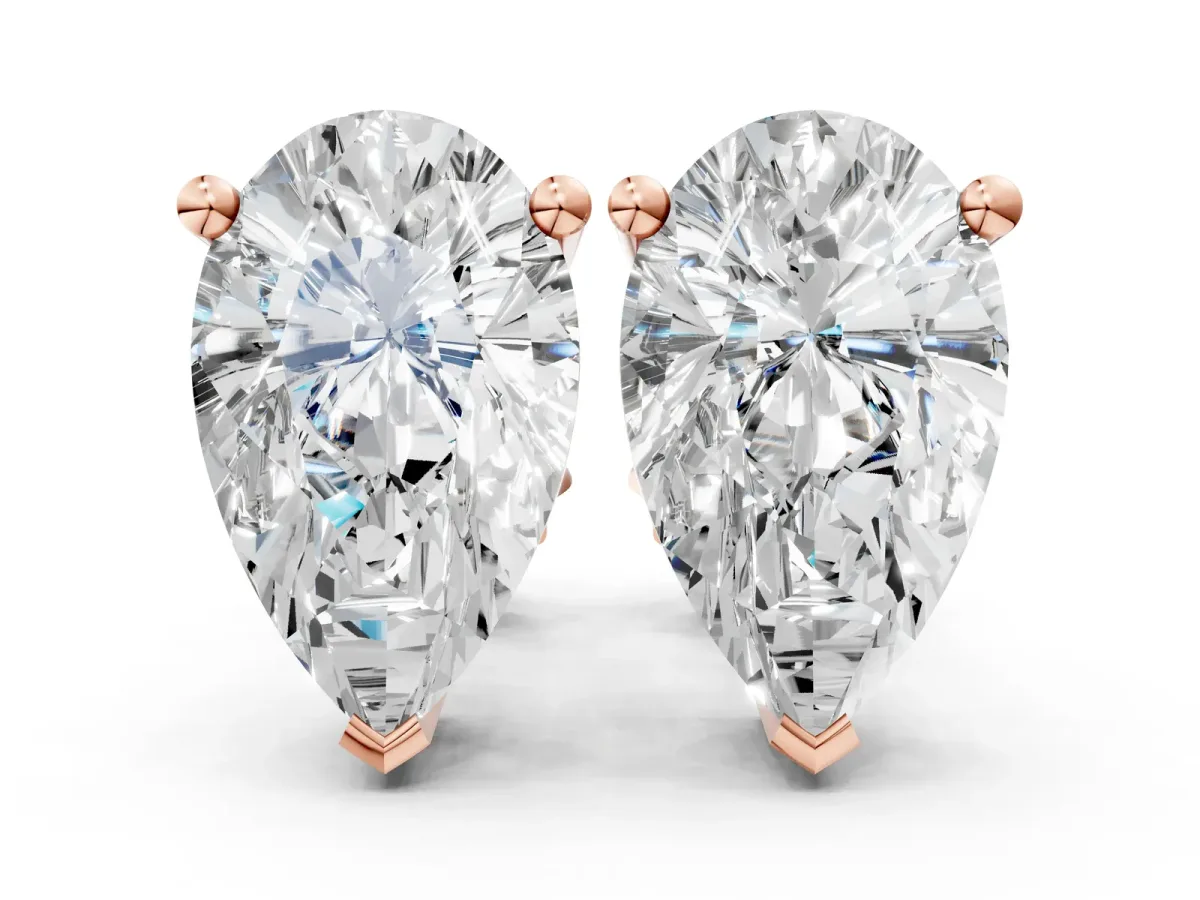 Pear Cut Diamond Stud Earrings Rose gold