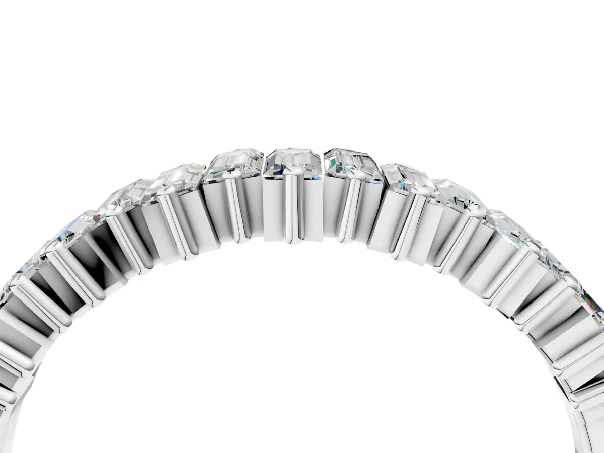 Baguette Diamond Half Eternity Ring with Prong Setting Platinum