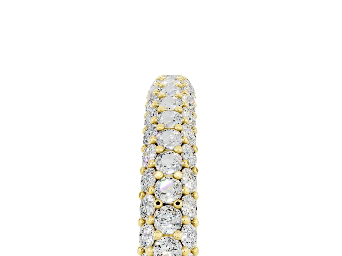 Round Moissanite Pavé Eternity Band with Shared Prong Setting Yellow gold