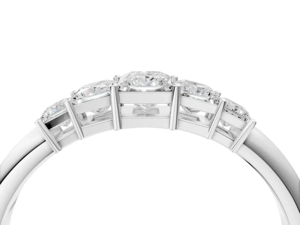 Princess Cut Five-Stone Prong Set Diamond Band Platinum