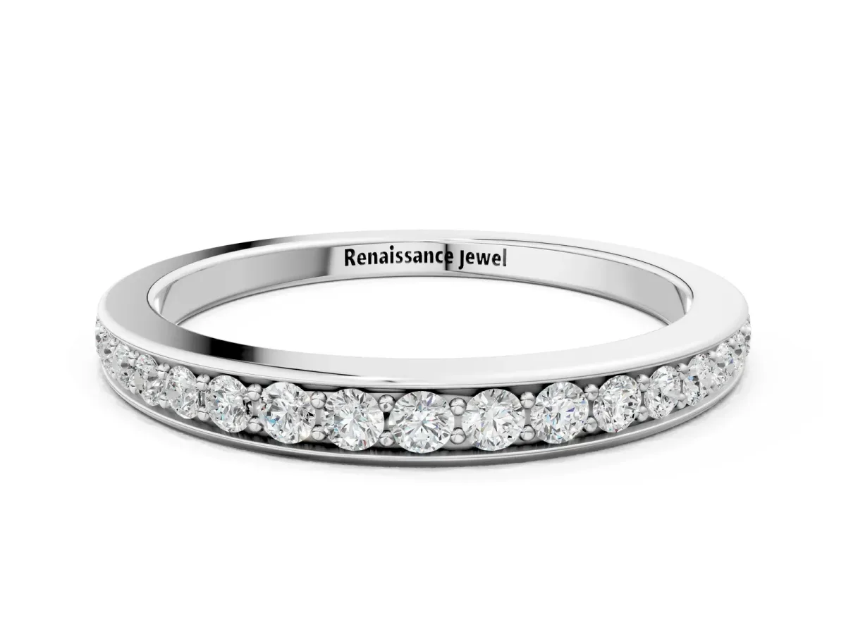 Pavé Round Diamond Eternity Band with Channel Setting White gold