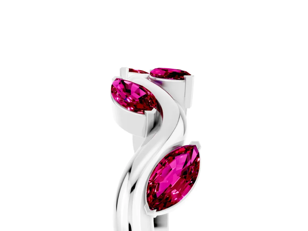 Marquise Garnet Twisted Band with Prong Setting Silver