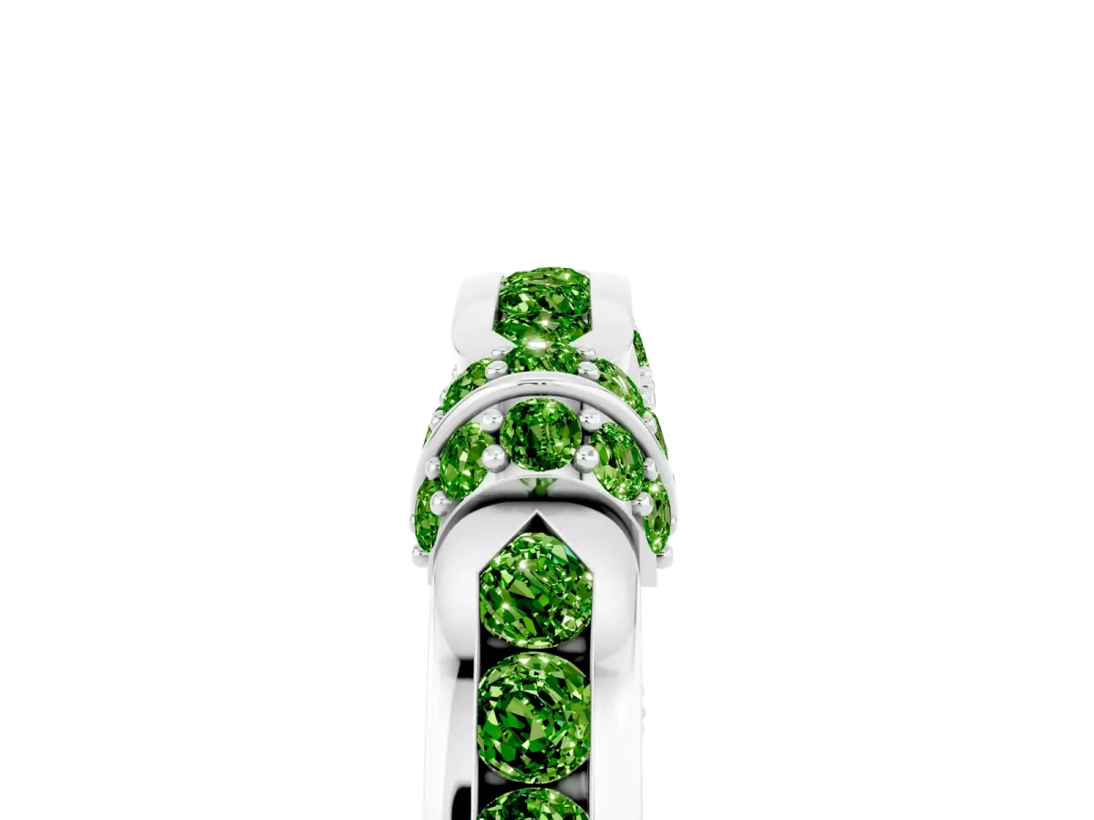Pavé Round Peridot Link Band with Bezel Setting Platinum