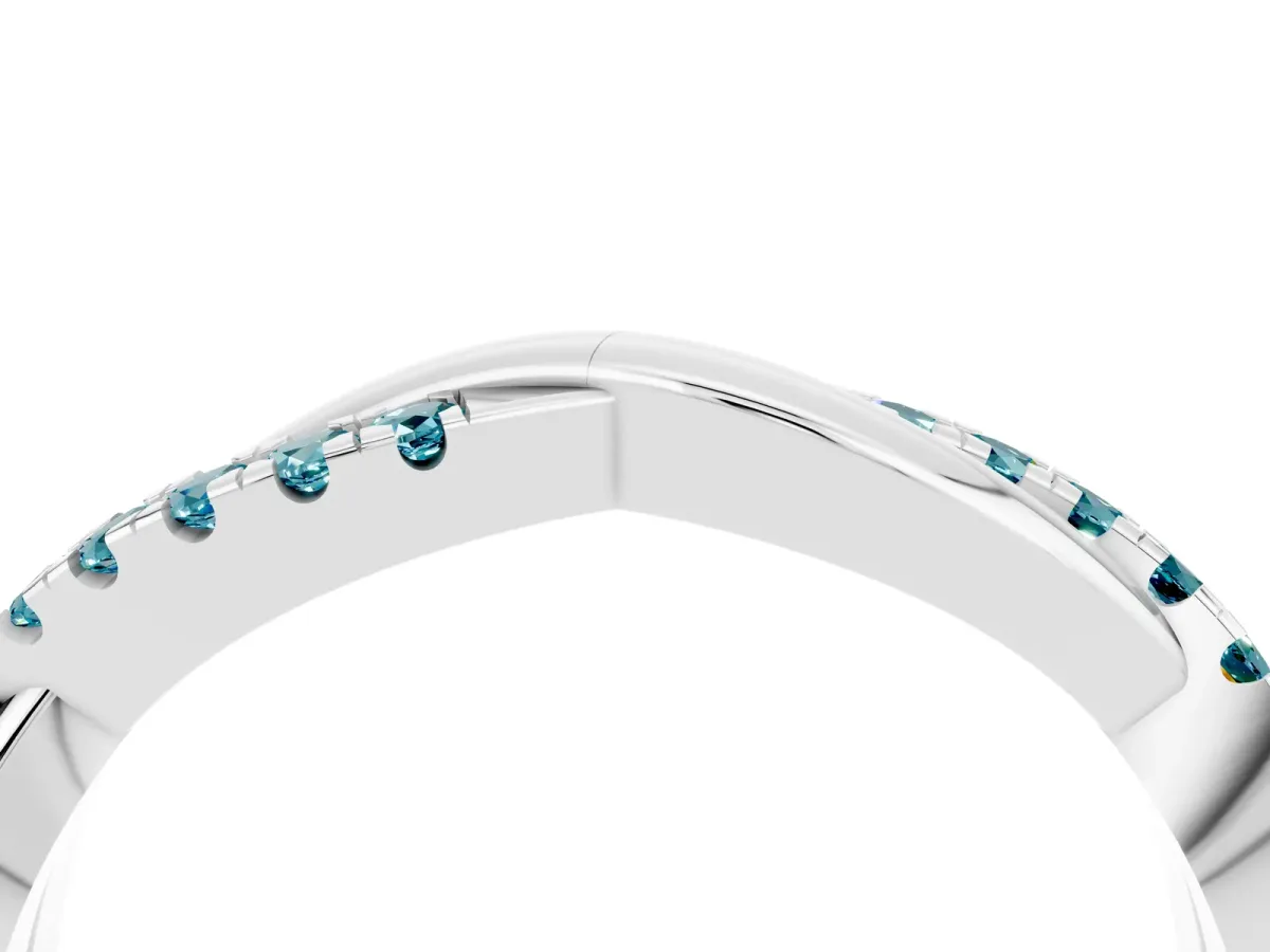 Round Blue Topaz Twisted Infinity Band with Prong Setting Platinum