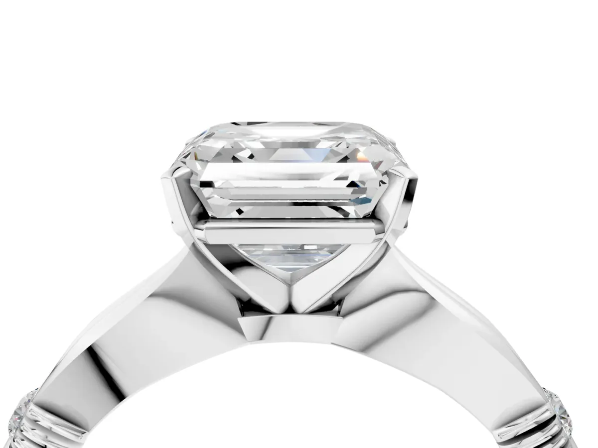 Asscher Cut Solitaire Diamond Twisted Band with Four-Prong Setting Platinum