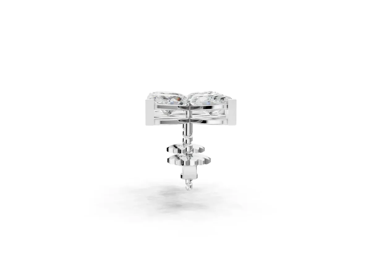 Marquise Cut Diamond Flower Stud Earrings Platinum