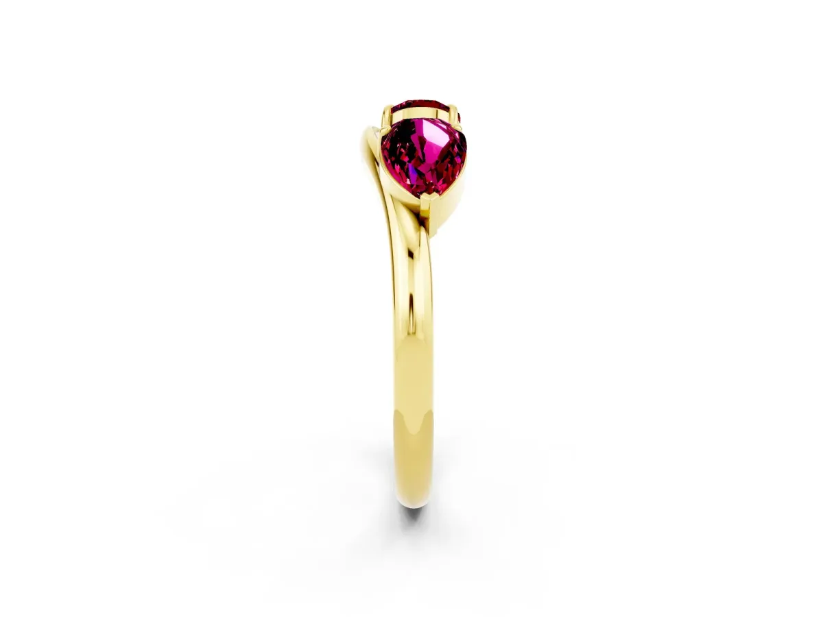 Two-Stone Pear Garnet Bypass Ring with Prong Setting Yellow gold
