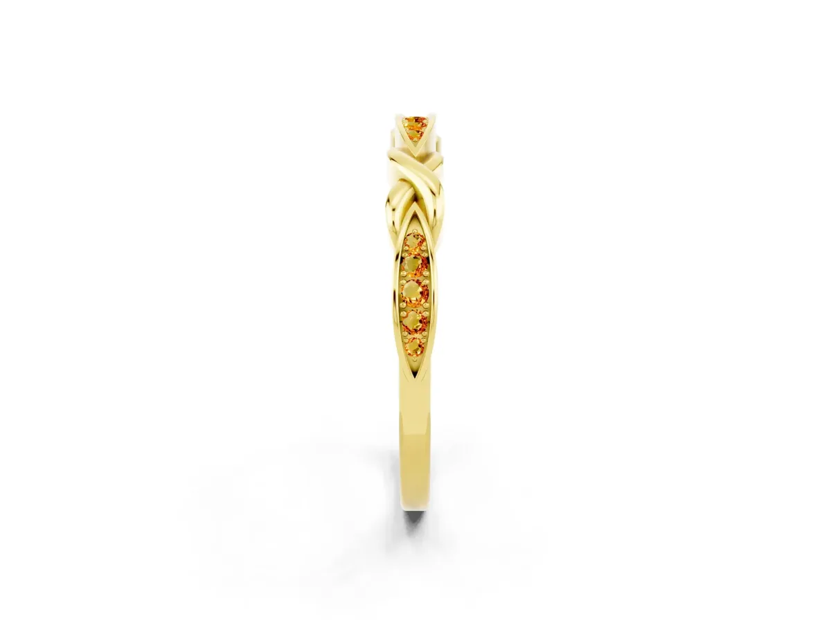 Twisted Marquise Citrine Pavé Band with Shared Prong Setting Yellow gold