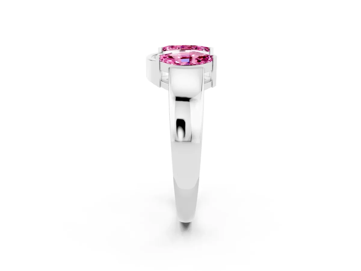 Marquise Pink Sapphire Open Band Ring with Tension Setting Silver