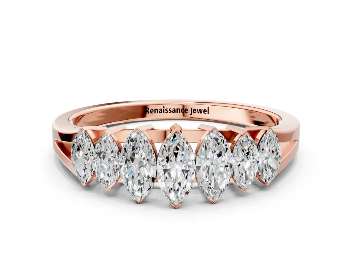 Marquise Diamond Prong-Set Half-Eternity Band Rose gold