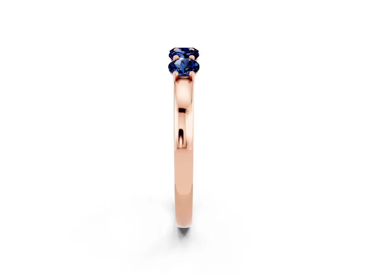 Four-Stone Round Blue Sapphire Prong-Set Band Rose gold