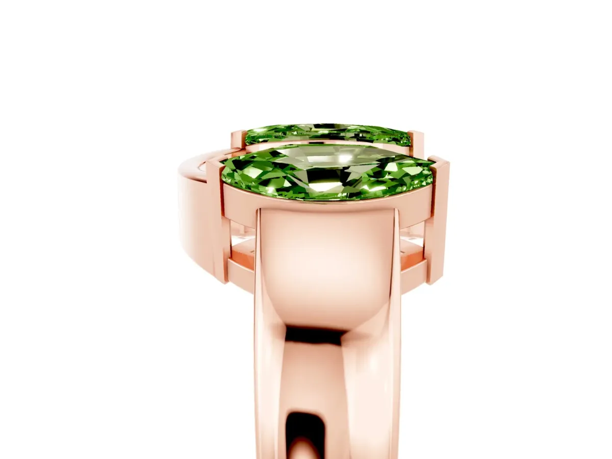 Marquise Peridot Open Band Ring with Tension Setting Rose gold