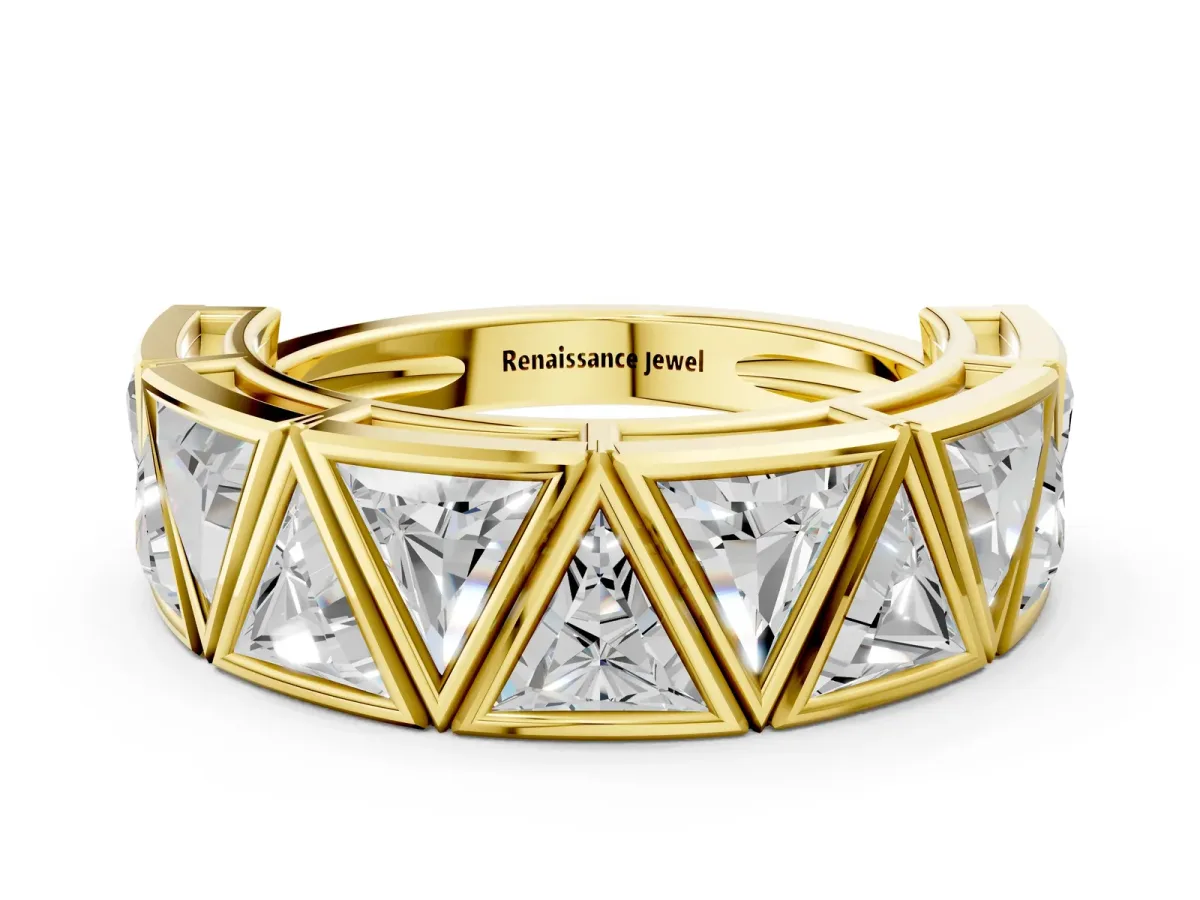 Triangle Diamond Geometric Mens Band Yellow gold