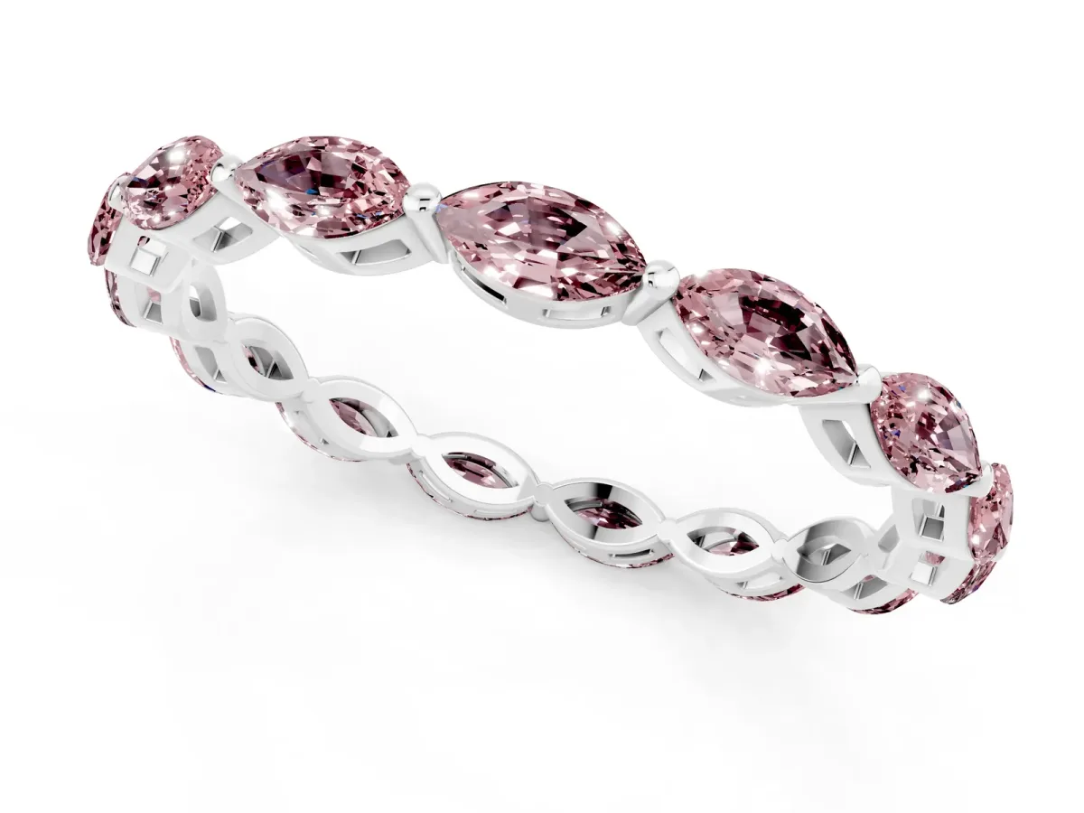 Marquise Morganite Eternity Band with U-Prong Setting Silver