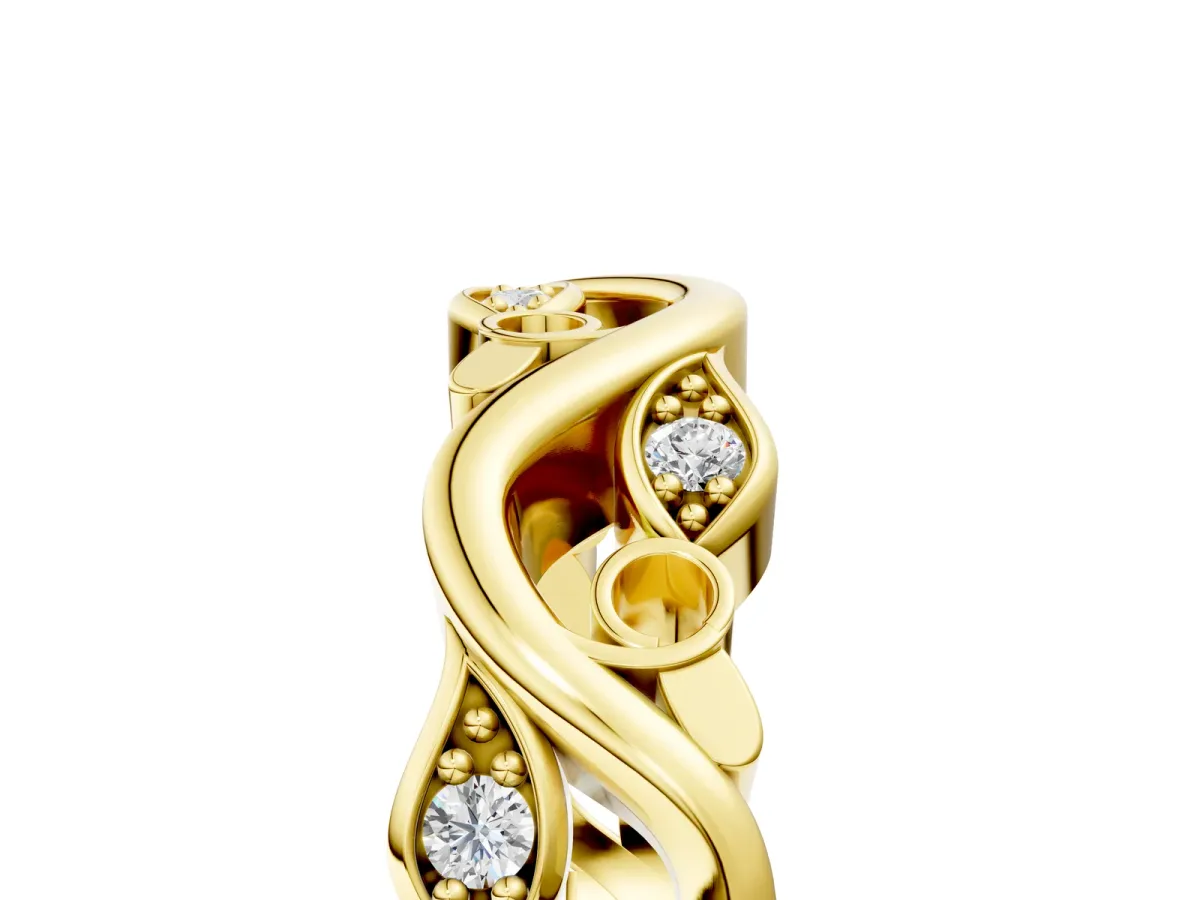 Marquise Diamond Vine Eternity Band with Bezel Setting Yellow gold