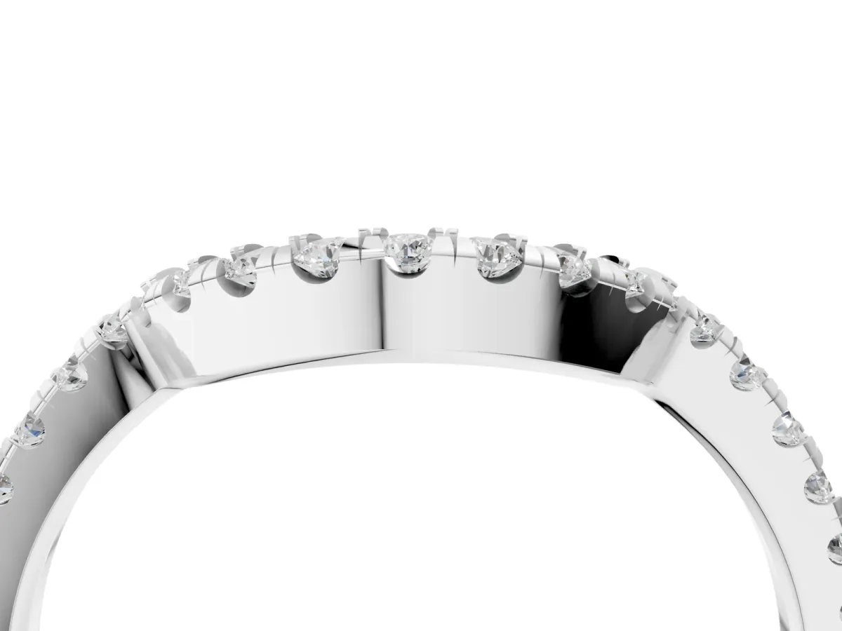 Round Diamond Wavy Eternity Band with Prong Setting Silver
