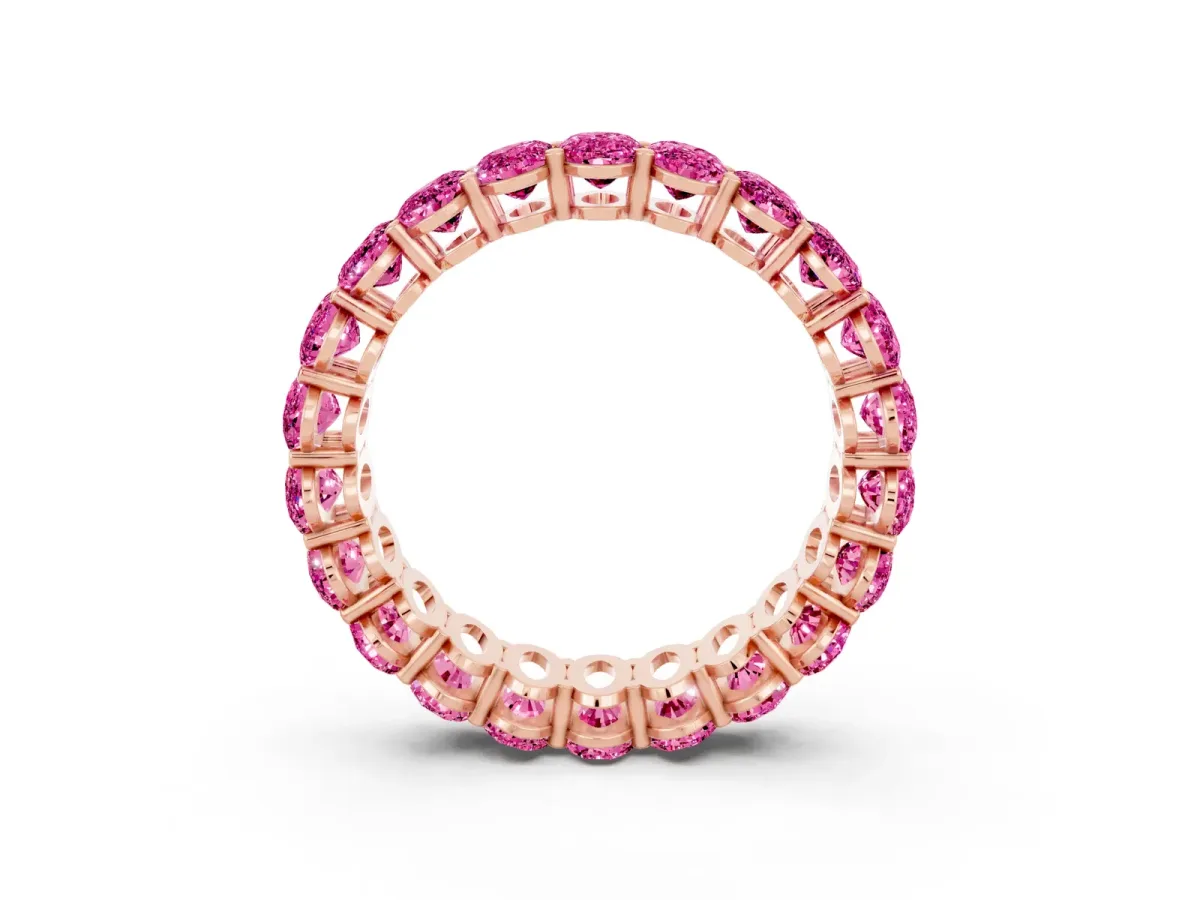 Oval Cut Pink Sapphire Eternity Band with Shared Prong Setting Rose gold