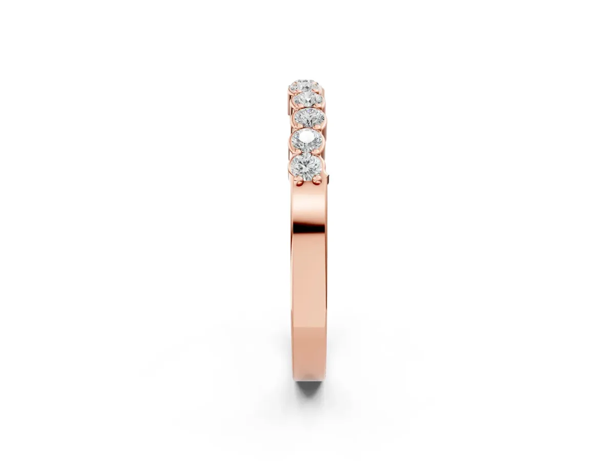 Round Diamond Half-Eternity Band with U-Prong Setting Rose gold