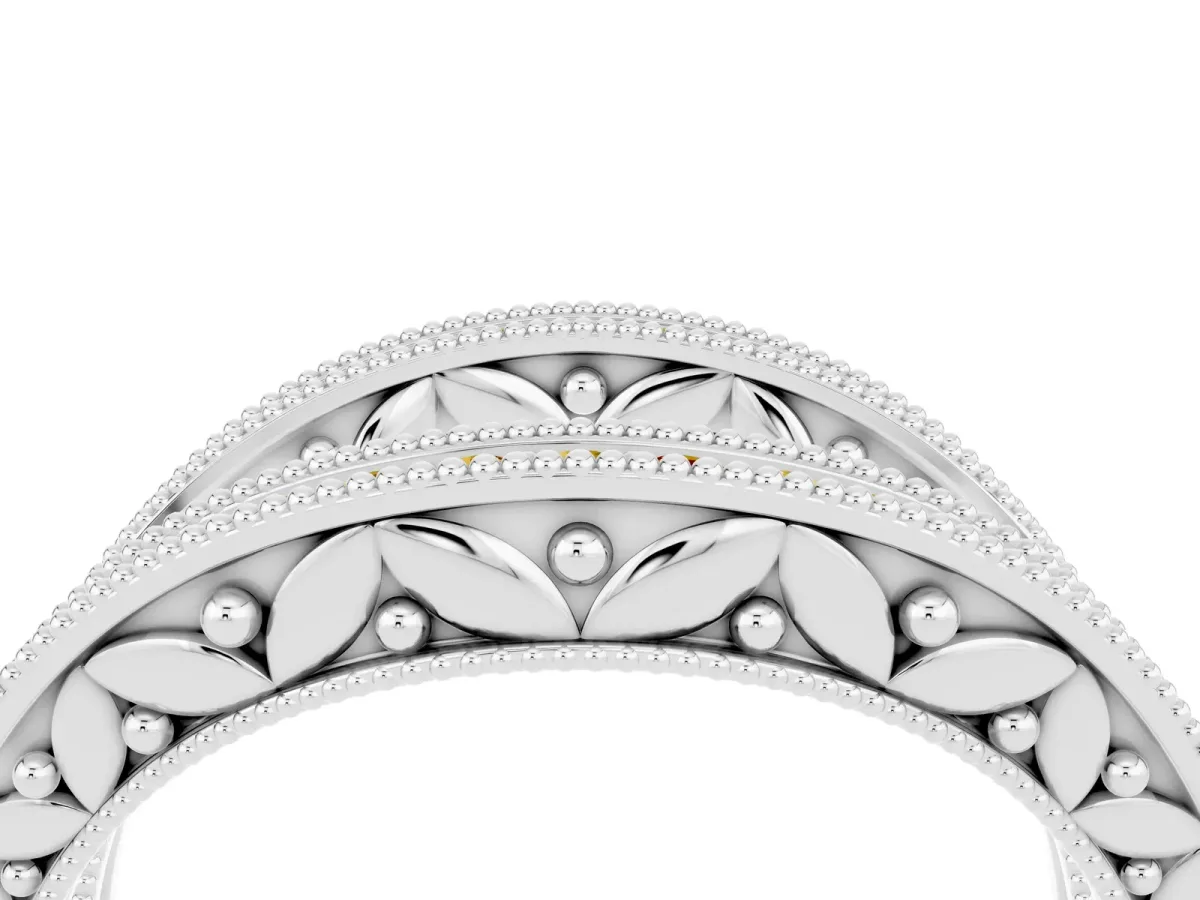 Round Citrine Milgrain Eternity Band with Channel Setting White gold