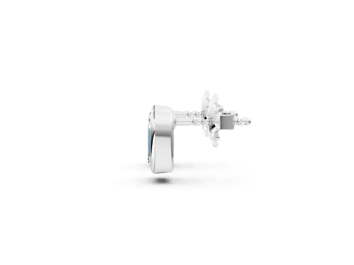 Emerald Diamond Bezel-Set Stud Earrings White gold