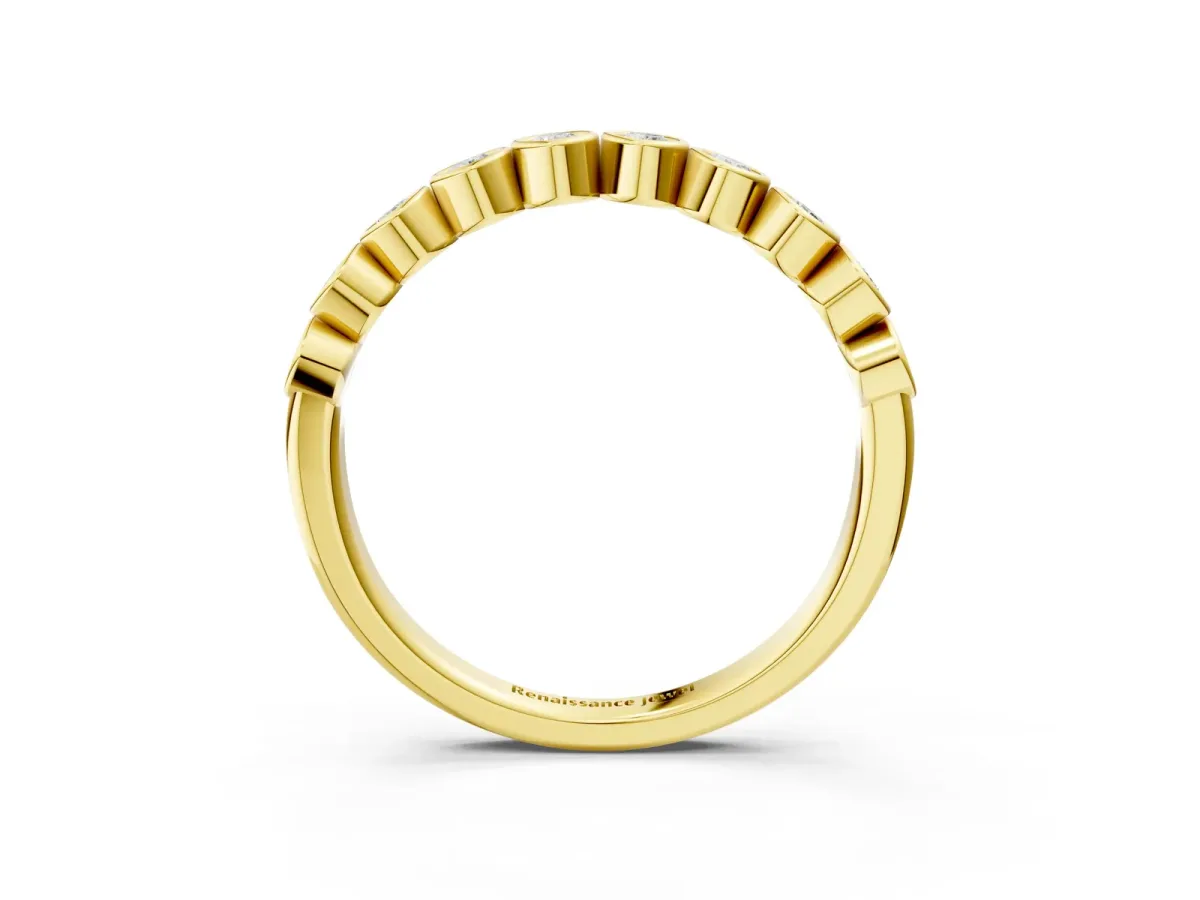 Bezel Set Round Diamond Eternity Band Yellow gold