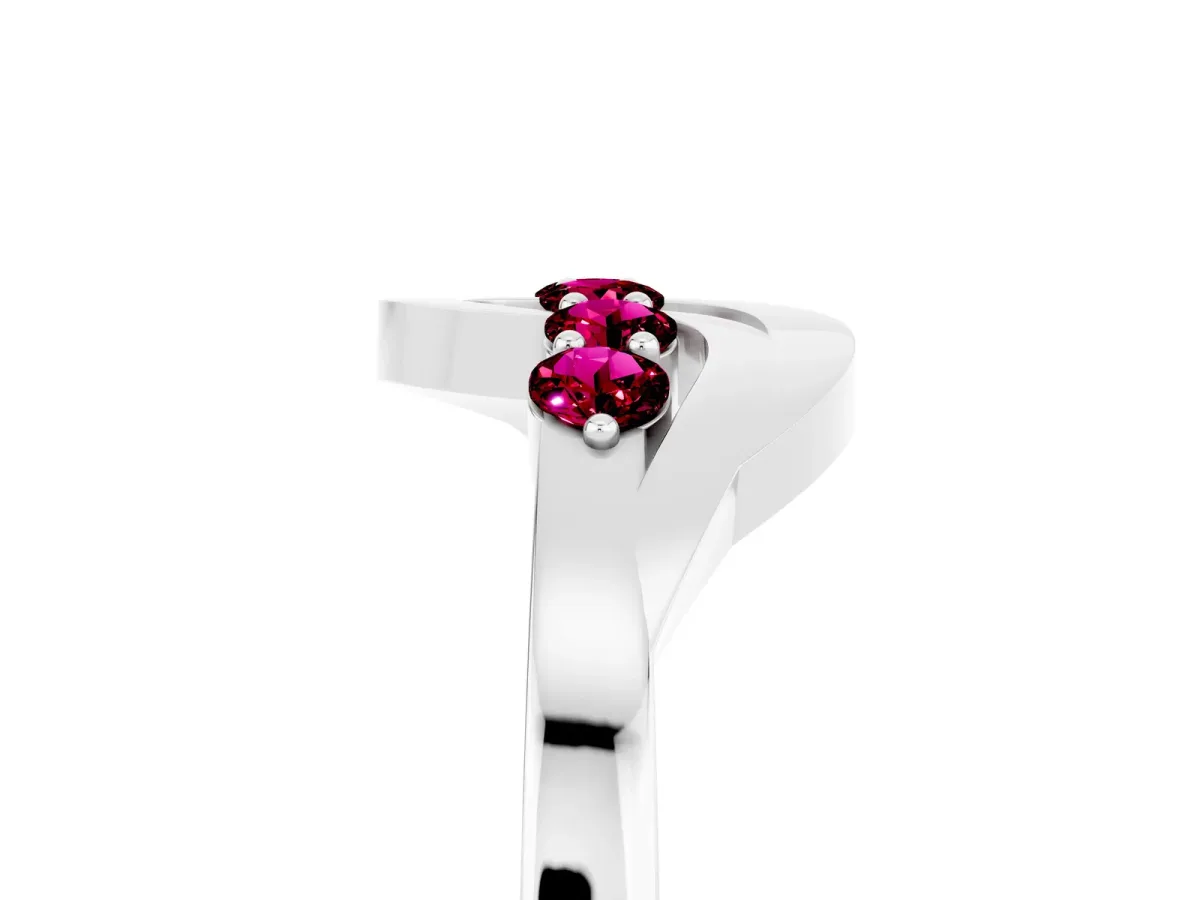 Five-Stone Round Garnet Crossover Band with Prong Setting White gold