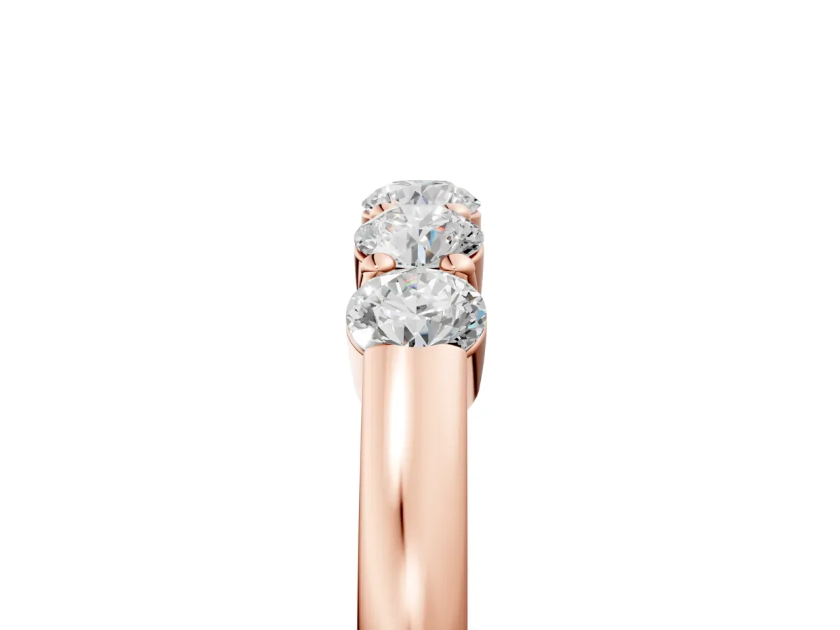 Five-Stone Round Diamond Channel Set Band with Shared Prong Setting Rose gold