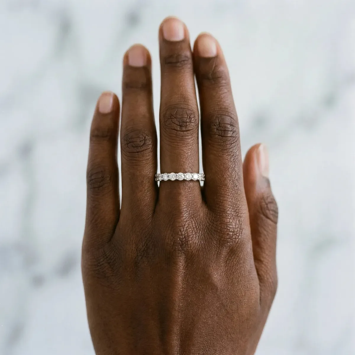 Round Diamond Half Eternity Prong Set Band Platinum
