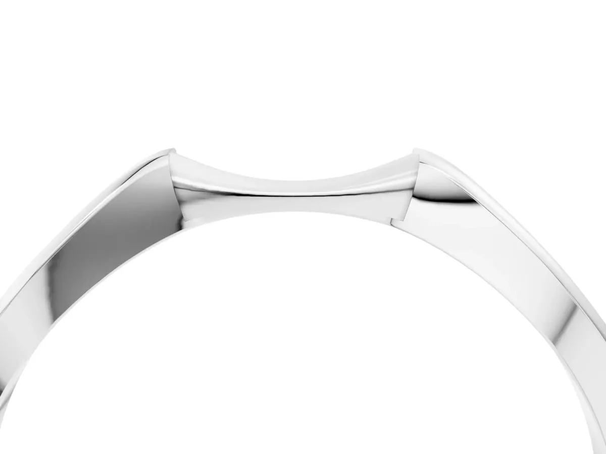 Contoured Solitaire Round Bezel Set Wedding Band Silver
