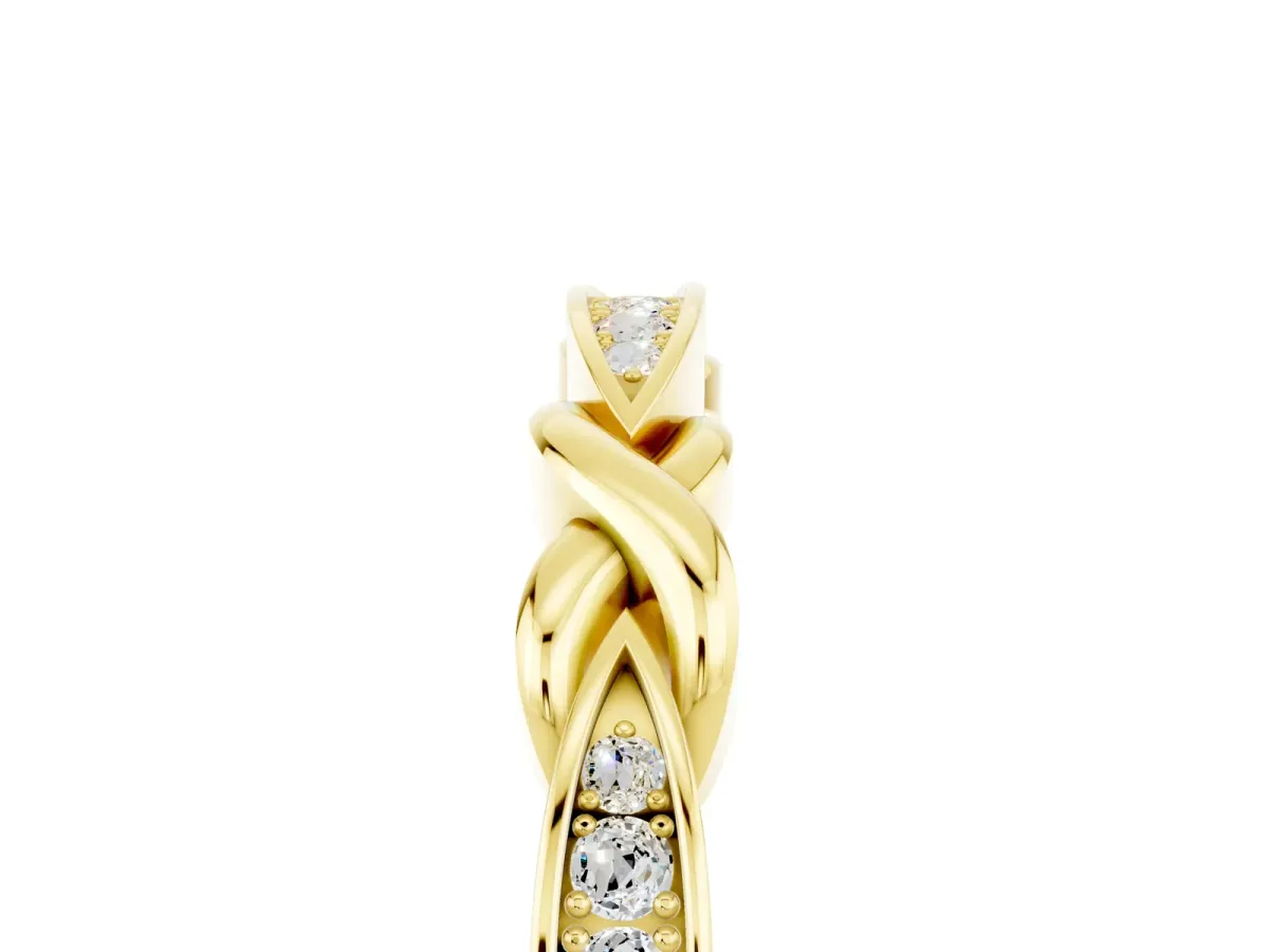Twisted Marquise Moissanite Pavé Band with Shared Prong Setting Yellow gold