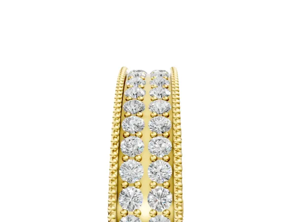 Pavé Round Diamond Eternity Band with Milgrain Edge Yellow gold