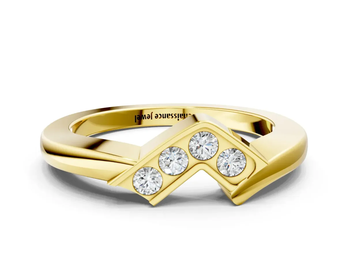 Channel-Set Round Diamond Twist Band Yellow gold