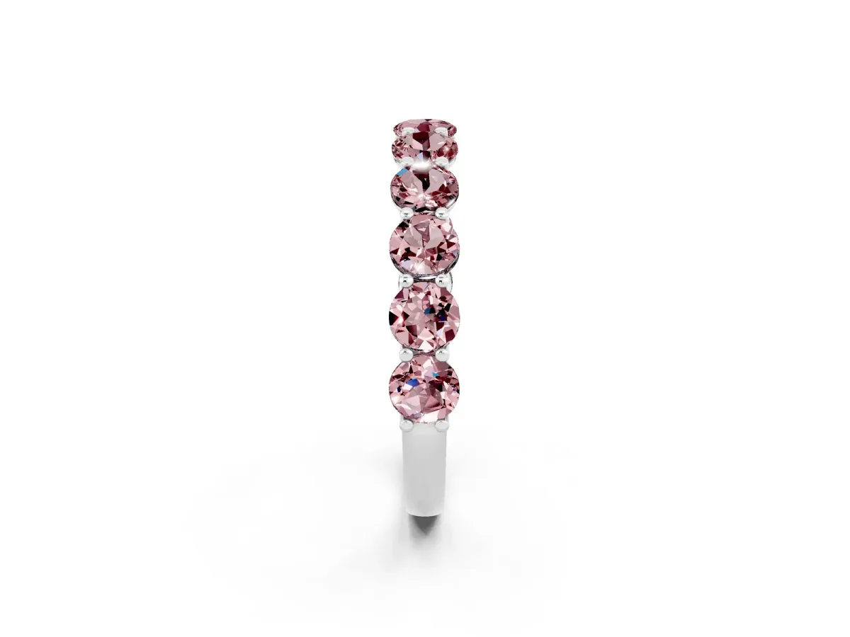 Round Morganite Shared Prong Eternity Band Platinum