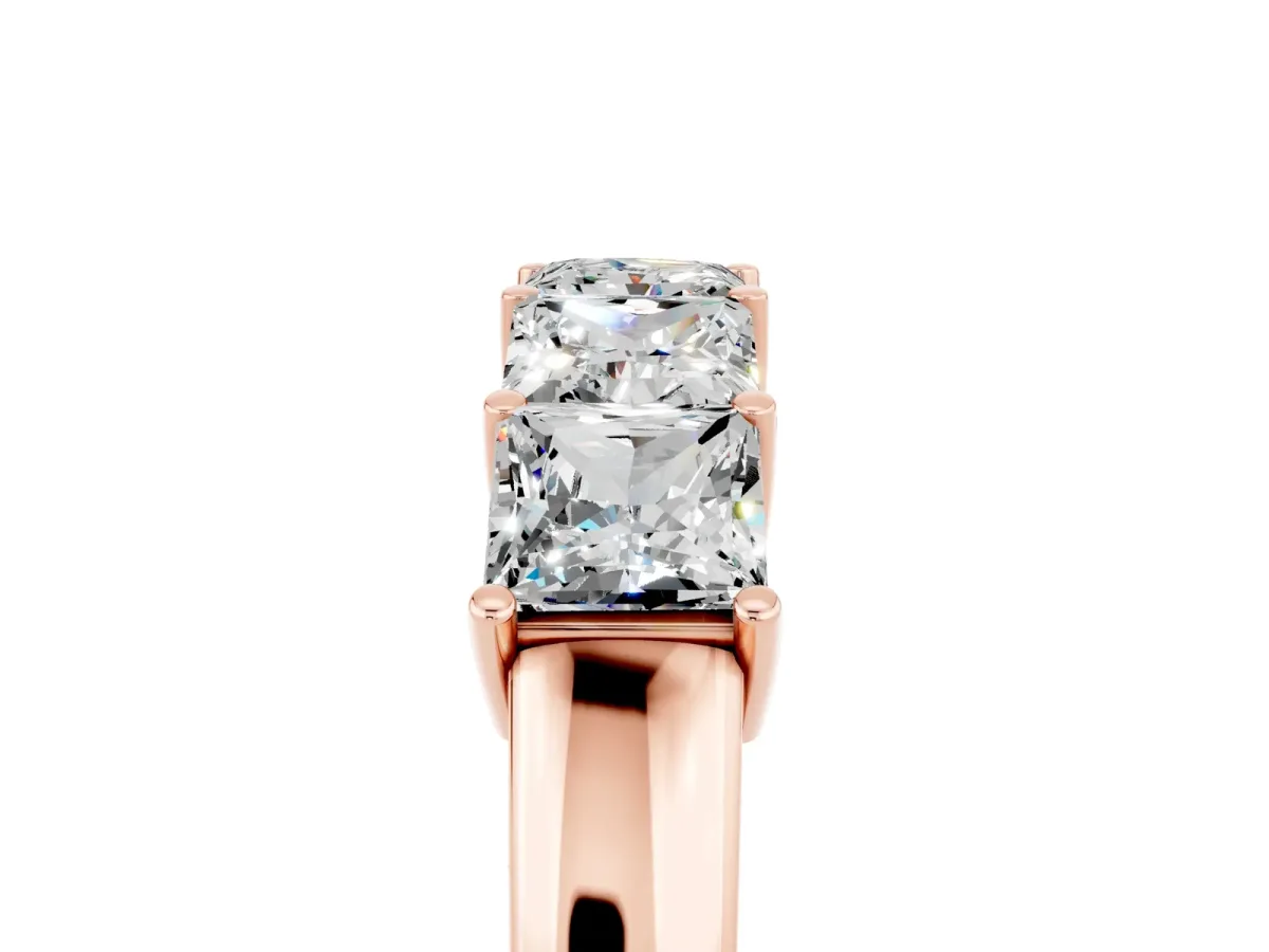 Princess Cut Five-Stone Moissanite Band with Prong Setting Rose gold