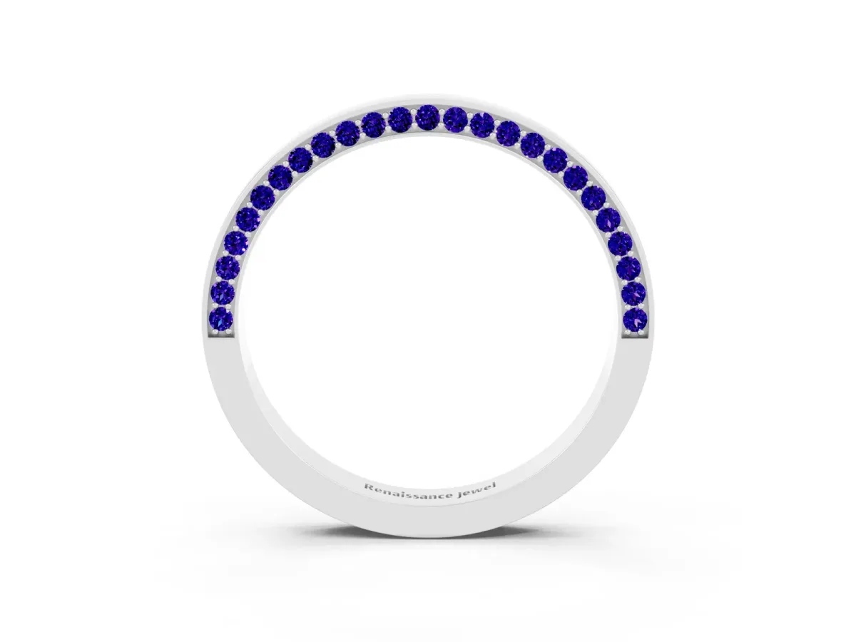 Pavé Round Tanzanite Channel Set Band White gold