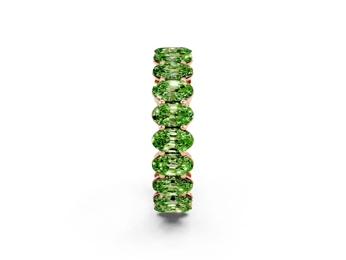 Oval Cut Peridot Eternity Band with Shared Prong Setting Rose gold